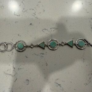 Silver and Turquoise Geometric Bracelet